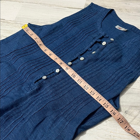 Faherty Isha  Linen Indigo Blue Mini Dress - Picture 8 of 11